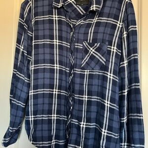 Rails Hunter Plaid Shirt Midnight White Navy Silver Button Up Blouse